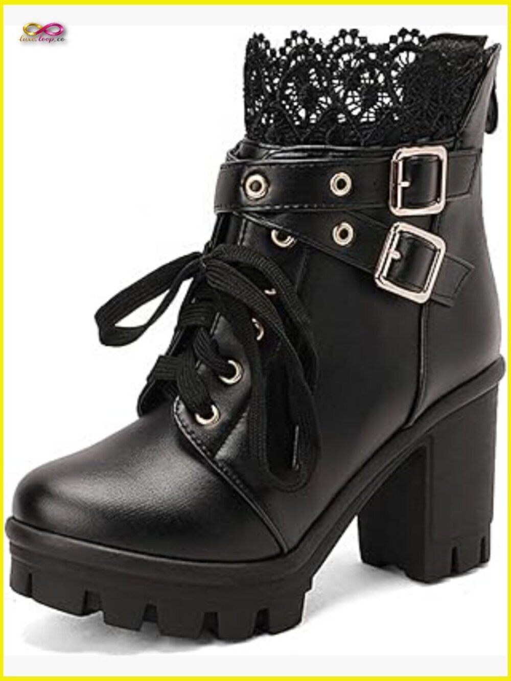 Goth Platform Boots Chunky Heel Ankle Booties Punk Buckle Gothic Boot with